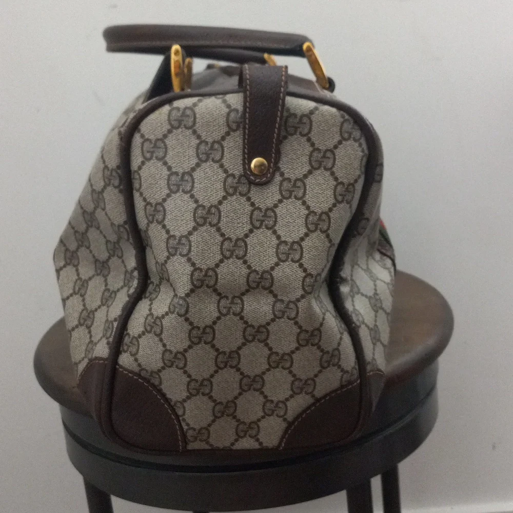 Authentic Vintage Gucci GG Monogram Supreme Sherry Web Ophidia Large Boston Bag - Picture 6 of 10